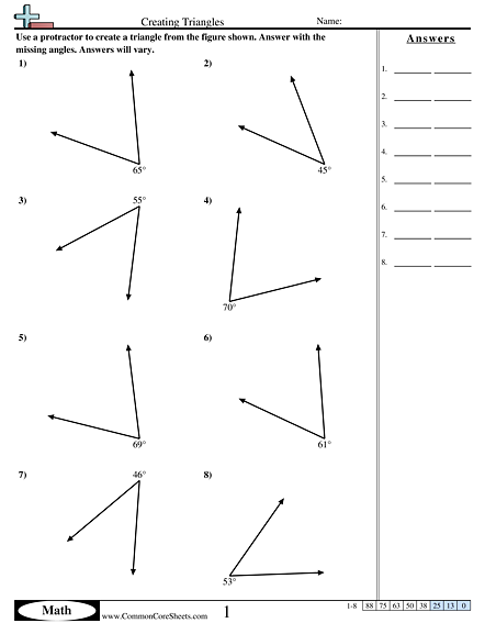 7.g.2 Worksheets - Creating Triangles worksheet